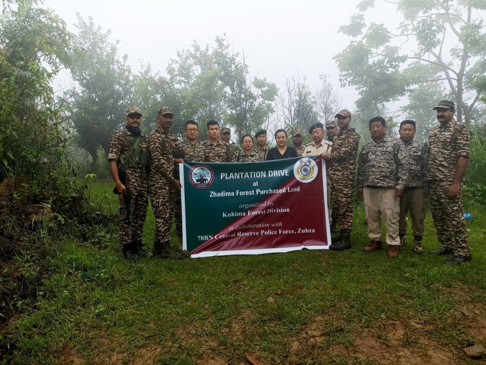 The Kohima Forest Division, in collaboration with the 78th Battalion of the CRPF, Zubza, conducted a week-long reforestation program at the Forest Department-owned land at Zhadima.